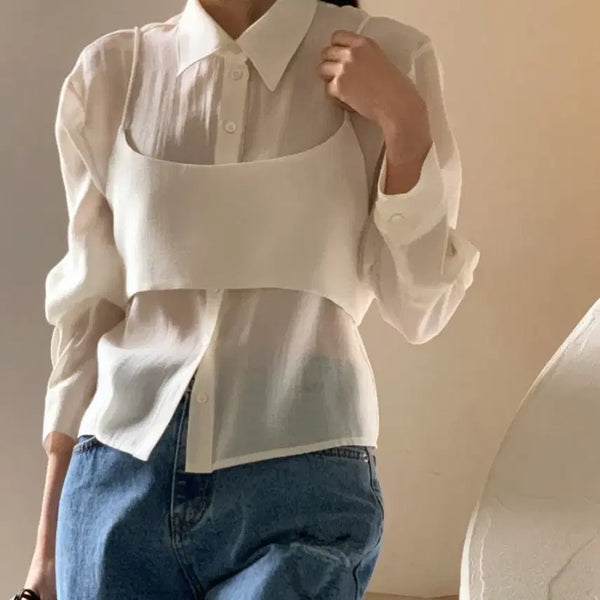 [BUNJANG] OVU Cold Bustier Blouse Set / 오브유(OVU) 콜드 뷔스티에 블라우스세트 55-66 새상품
