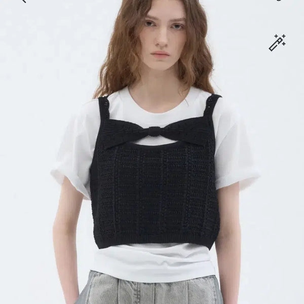 [BUNJANG] O'2nd Cut-Out Bow Knit Bustier - Black / O'2nd 오즈세컨 컷아웃 보우 니트 뷔스티에 블랙