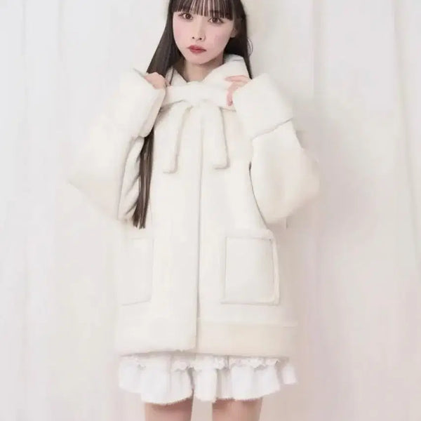[BUNJANG] Honey Cinnamon Ribbon Mustang Jacket / 허니시나몬 리본 무스탕                       /양지뢰양산형걸리피움노에미에블린
