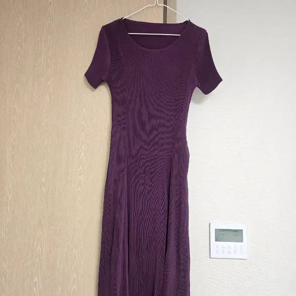 [BUNJANG] Purple Pleated Maxi Dress / 플리츠 퍼플 옹원피스.전체길이:110cm.완전새옷.