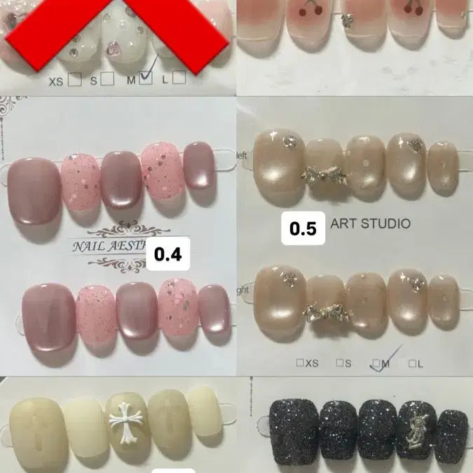 [BUNJANG] Handmade Nail Tips M - Square Short, Almond Shape / 수제네일팁 M 스퀘어짧,아몬드 쉐입