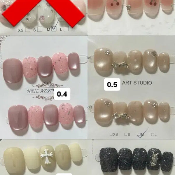[BUNJANG] Handmade Nail Tips M - Square Short, Almond Shape / 수제네일팁 M 스퀘어짧,아몬드 쉐입