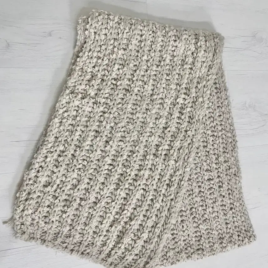 [BUNJANG] Chunky Knit Scarf Beige / 굵은 니트 목도리 베이지