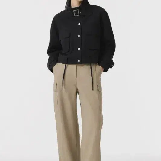 [BUNJANG] Mei Yoon Neckline Belted Crop Jacket / 여F/메이윤 넥라인 벨티드 크롭 자켓