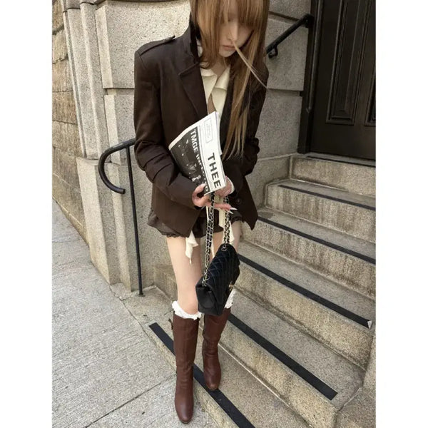 [BUNJANG] RASE LE SOL Vintage Brown Brushed Suit Jacket / RASE LE SOL 자켓 빈티지 브라운 브러시드 수트 재킷