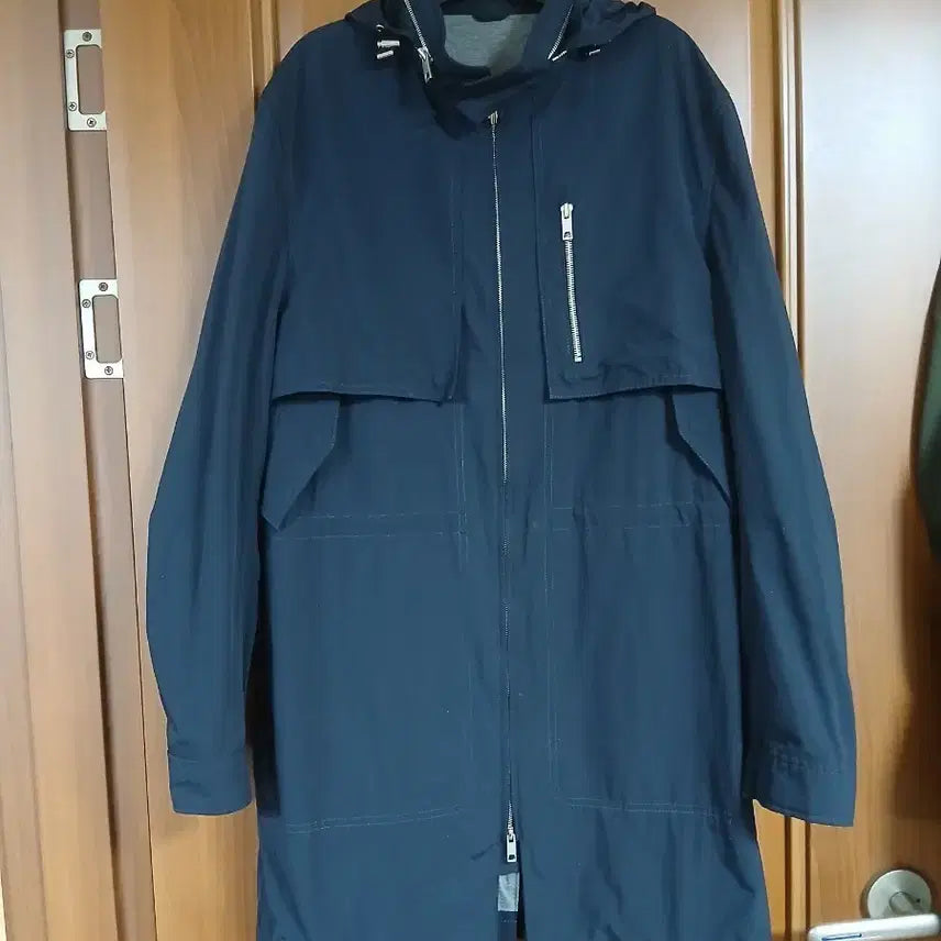 [BUNJANG] Solid Homme Navy Windbreaker Hooded Coat Size 50 (105) / 솔리드옴므 네이비  바람막이 후드 코트 50(105)
