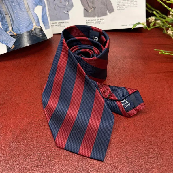 [BUNJANG] Polo Ralph Lauren 90s Stripe Pattern Silk Regimental Necktie / 90s 폴로 랄프로렌 스트라이프 패턴 실크 레지멘탈 넥타이 made italy / 프레피 하이엔드 정장