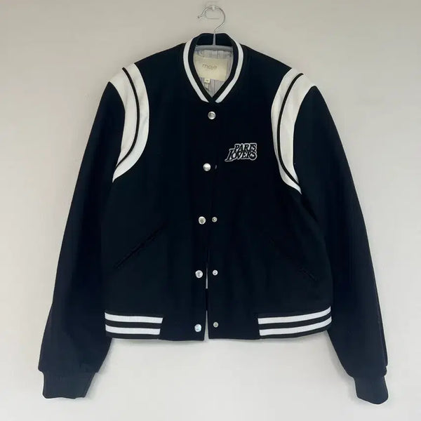 [BUNJANG] Maje Black Varsity Jacket / 마쥬 블랙 바시티 자켓 야구점퍼