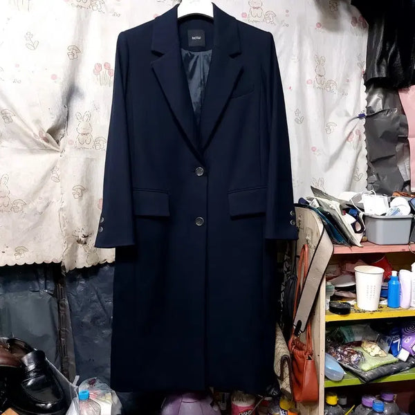 [BUNJANG] Second Floor Women's Long Coat Navy / 세컨 플로어  롱 코트