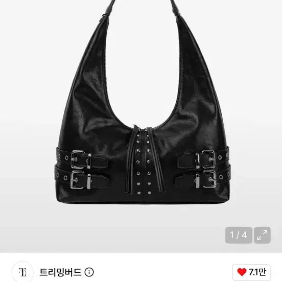 [BUNJANG] Trimingbird Double-Buckle Stud Shoulder Bag - Black / 트리밍버드 Double-Buckle Stud Shoulder Bag [ Black ]