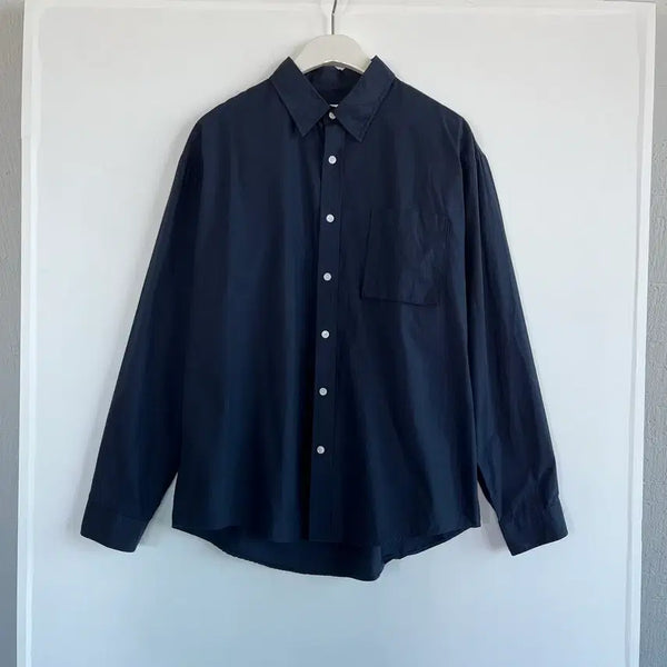 [BUNJANG] LVAN Basic Cotton Pocket Shirt Navy M / LVAN 베이직 기본 코튼 포켓 셔츠 네이비 M -0921