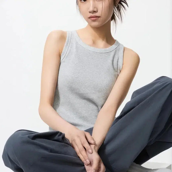 [BUNJANG] Uniqlo New Ribbed Bra Top M / 유니클로 택달린 새제품 립브라탑 M