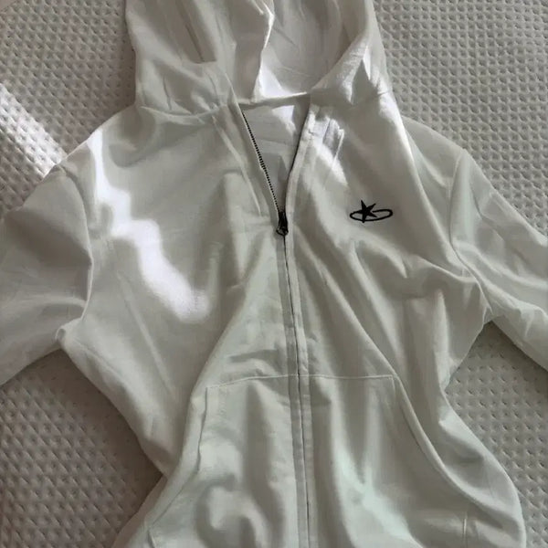 [BUNJANG] White Star Hooded Zip-Up / 화이트 스타 후드집업