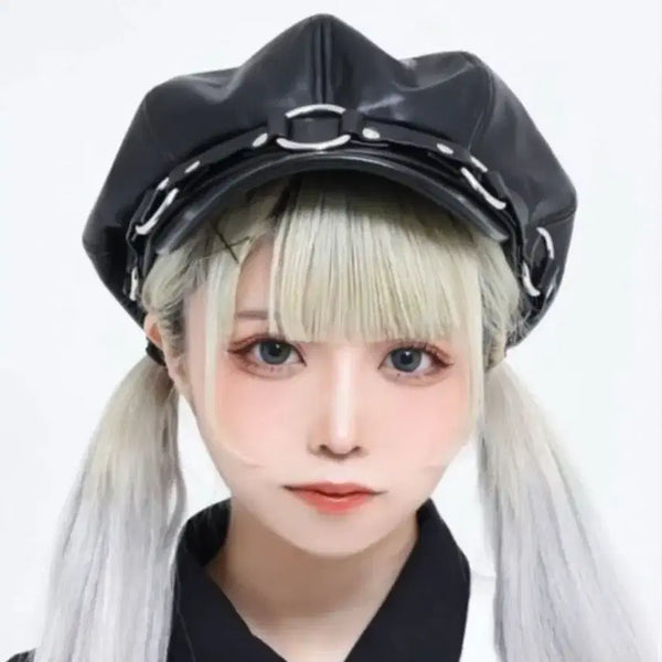 [BUNJANG] Replem O-Ring Octagonal Hat (Black) / 레플렘 오링 팔각모(매드펑크 딤모아르 중성계 지뢰계 서브컬쳐 하라주쿠 나나 캐캐체 미사)