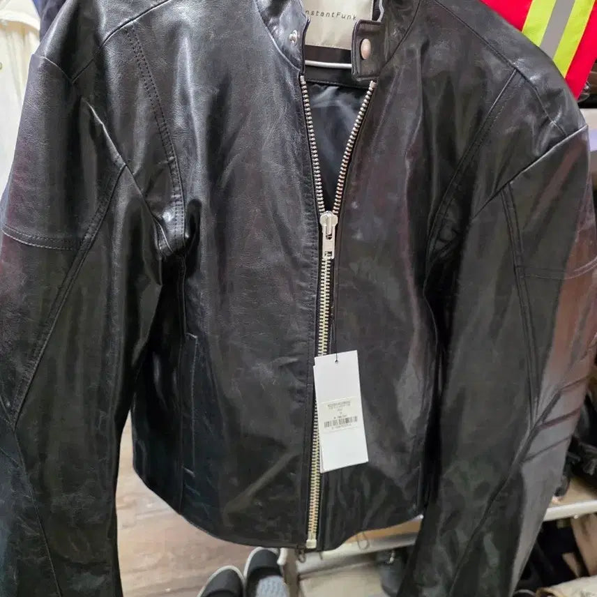 [BUNJANG] Instant Funk Leather Jacket Black / 인스턴트펑크 가죽자켓 블랙
