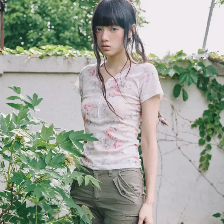 [BUNJANG] Mireco FLOWER BUTTON T Ivory / mireco 미레코 FLOWER BUTTON T IVORY