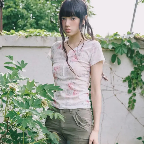 [BUNJANG] Mireco FLOWER BUTTON T Ivory / mireco 미레코 FLOWER BUTTON T IVORY
