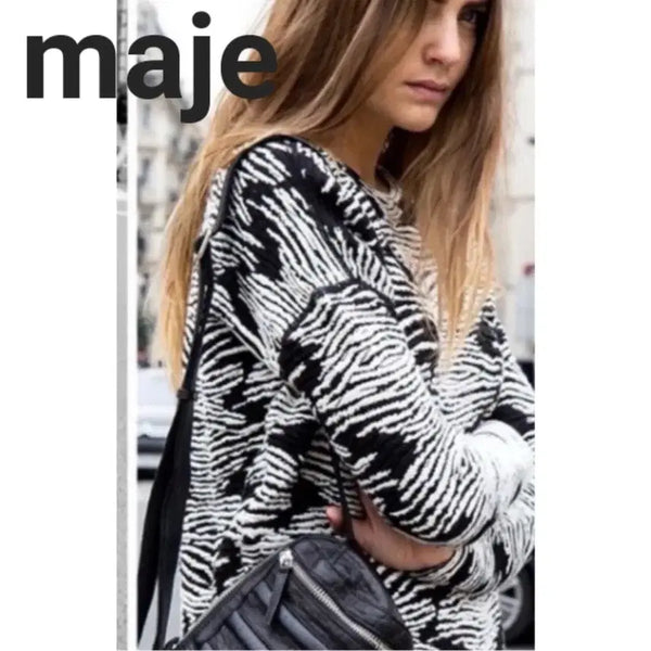 [BUNJANG] Maje Oversized Zebra Knit / 마쥬 오버핏 지브라 니트
