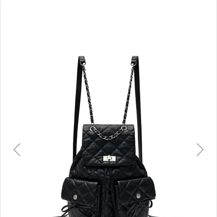 [BUNJANG] Matin Kim Double Pocket Quilting Backpack Black / 마뗑킴 더블 포켓 퀄팅 백팩 블랙