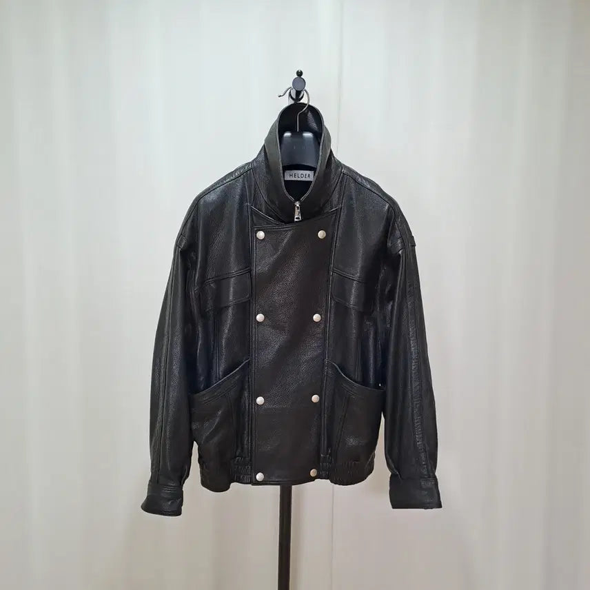 [BUNJANG] Helder Double Collar Lambskin Leather Jacket / (택포) 헬더 고퀄리티 양가죽 루즈핏 더블카라 램스킨