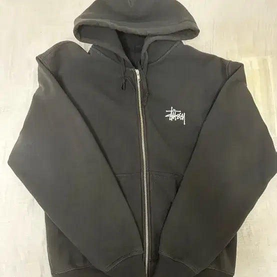 [BUNJANG] Stussy Basic Logo Zip-Up Hoodie Black / 정품 스투시 후드집업 블랙