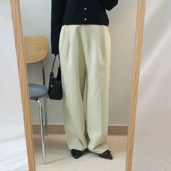 [BUNJANG] LOW MANSION Women's Pintuck Wide Leg Slacks / (M)LOW MANSION 여성 핀턱 와이드 슬랙스