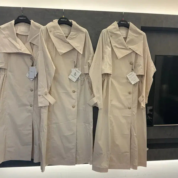 [BUNJANG] FRONTROW String Double Trench Coat Cream XS/S/M / SALE ! 트렌치코트 FRONTROW 이탈리아 면(코튼)