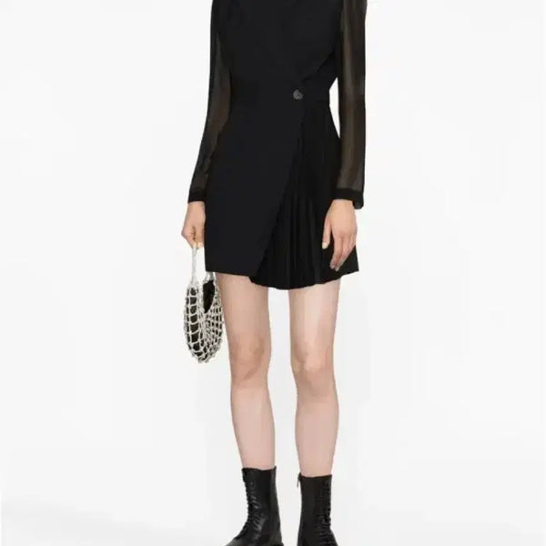 [BUNJANG] Sandro Panel Blazer Dress - Black, Virgin Wool Blend, Size 36 / [사이즈: 36/백화점 정품] 산드로 패널 블레이저 드레스