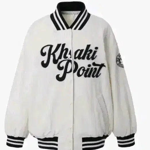 [BUNJANG] Khaki Point Stadium Nylon Jacket / 카키포인트 스타디움 나일론 재킷