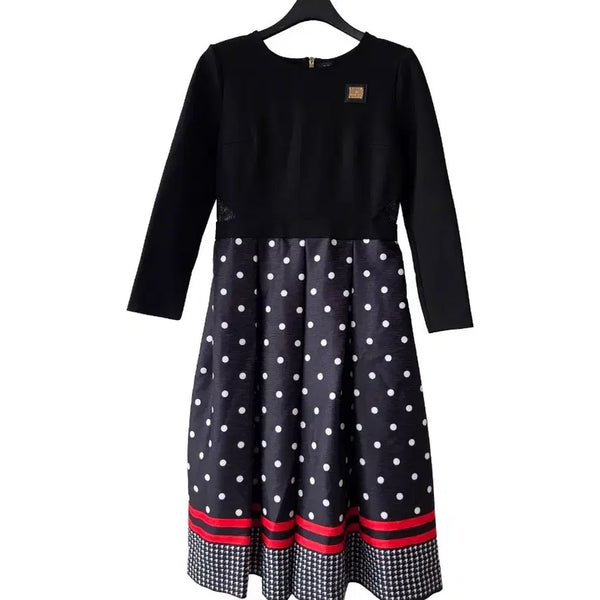 [BUNJANG] Black Color Block Pleated Dress / S/ 블랙 배색 플리츠 원피스