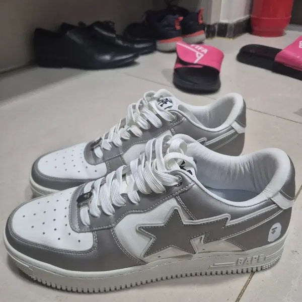 [BUNJANG] BAPE STA Silver White Sneakers / 베이프 스타 실버 화이트