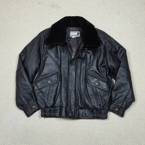 [BUNJANG] Studio Infrivate Fur Collar Lambskin A-2 Flight Jacket / [스튜디오 인프라이빗] 퍼 카라 램스킨 A-2 플라이트 자켓 | W00091