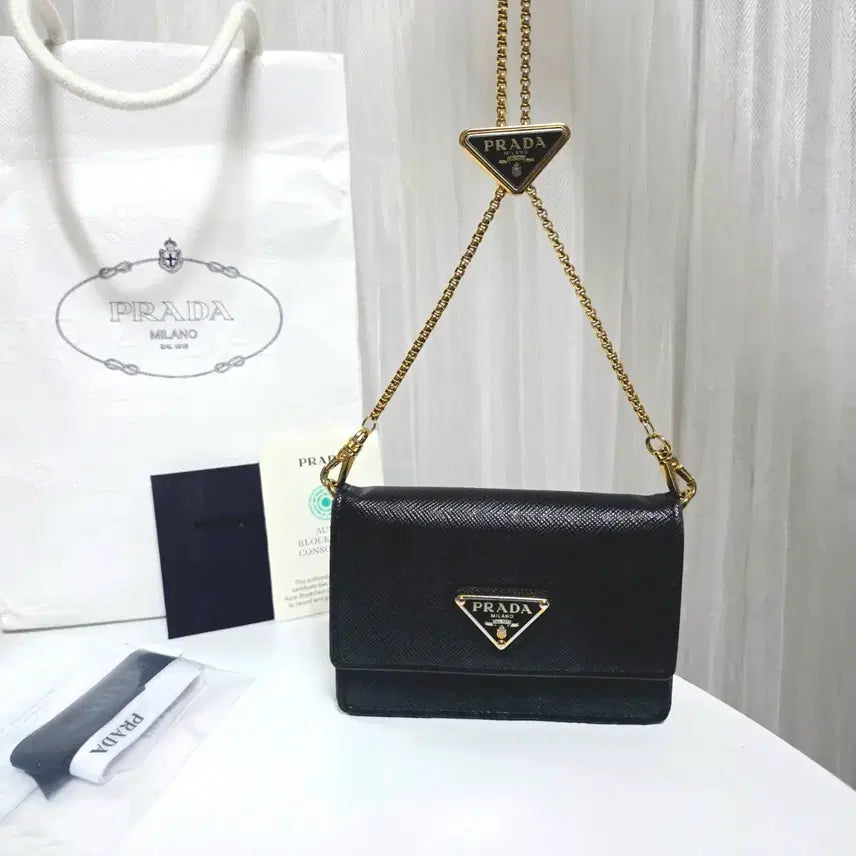 [BUNJANG] Prada Saffiano Chain Wallet / Chain Mini Bag 1MR034 / 정품)프라다 사피아노 체인 지갑 / 체인 미니백 1MR034