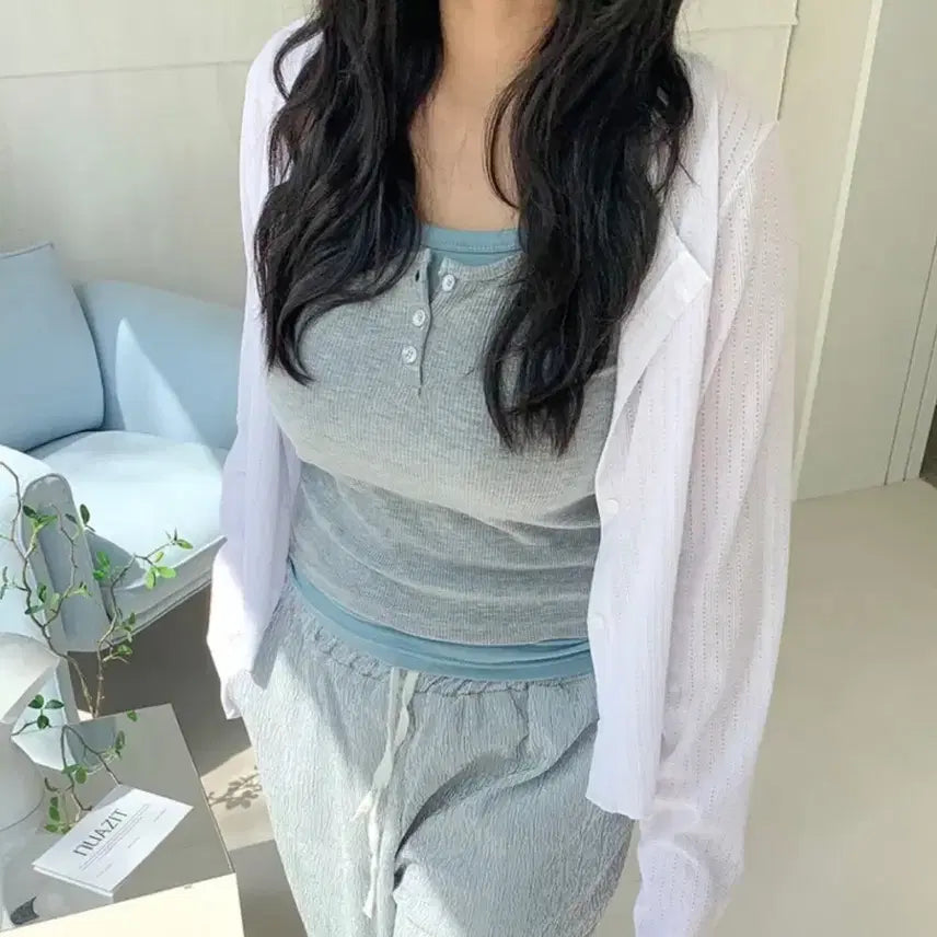 [BUNJANG] AUBRY Punch Summer Cardigan - White / 새상품 | 에이블리 펀칭 여름 가디건 화이트