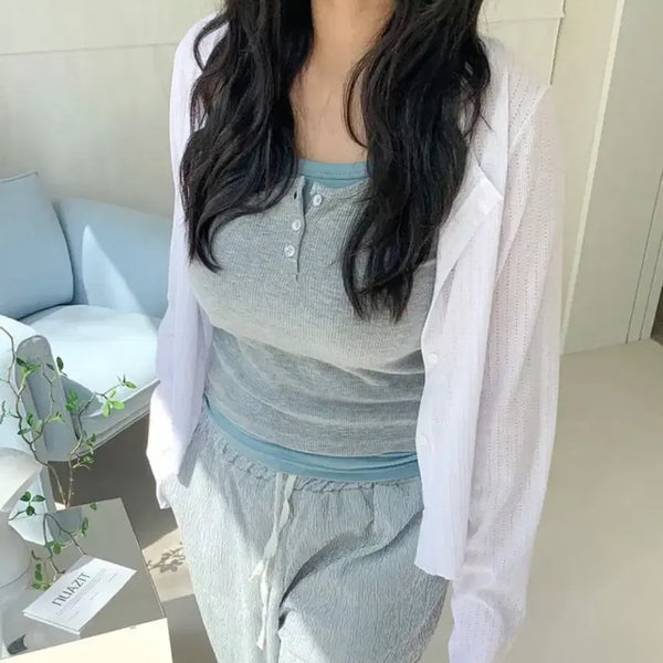 [BUNJANG] AUBRY Punch Summer Cardigan - White / 새상품 | 에이블리 펀칭 여름 가디건 화이트