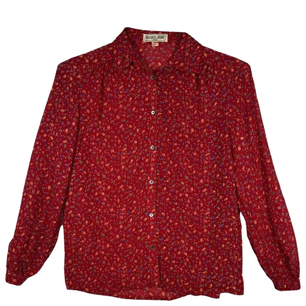 [BUNJANG] LOUIS JOONE Red Plaid Pattern Blouse / LOUIS JOONE 레드 잔패턴 블라우스 [S]빈티지 로맨틱 폴리에스터 100%