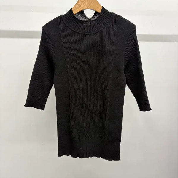 [BUNJANG] It MICHAA 5-Sleeve Ribbed Knit Top / 잇미샤 5부소매 골지 니트 55