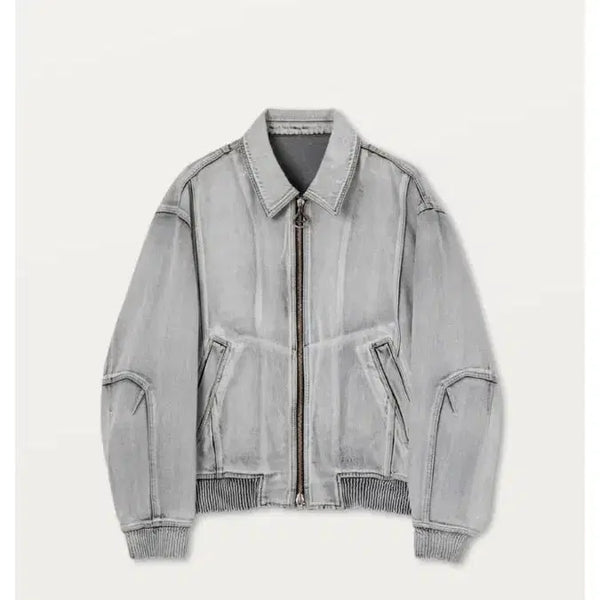 [BUNJANG] Solid Homme 24SS Grey Vintage Denim Bomber Jacket Size 48 / 솔리드옴므 우영미 빈티지 데님 자켓 48