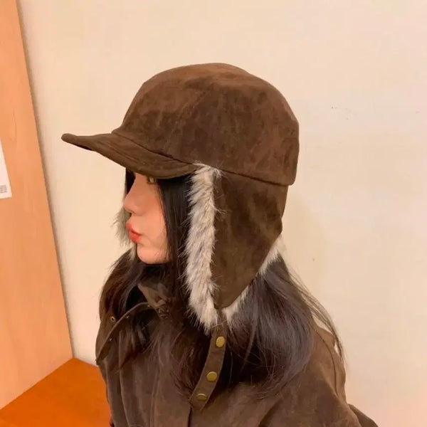 [BUNJANG] Suede Ushanka Hat with Ear Flaps / [새상품] 얼굴 작아 보이는 스웨이드 볼캡 귀달이 털모자 트루퍼햇