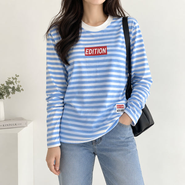[BUNJANG] LAP Striped Long Sleeve T-shirt (New) / [66]LAP랩 스트라이프 긴팔티 (새상품)