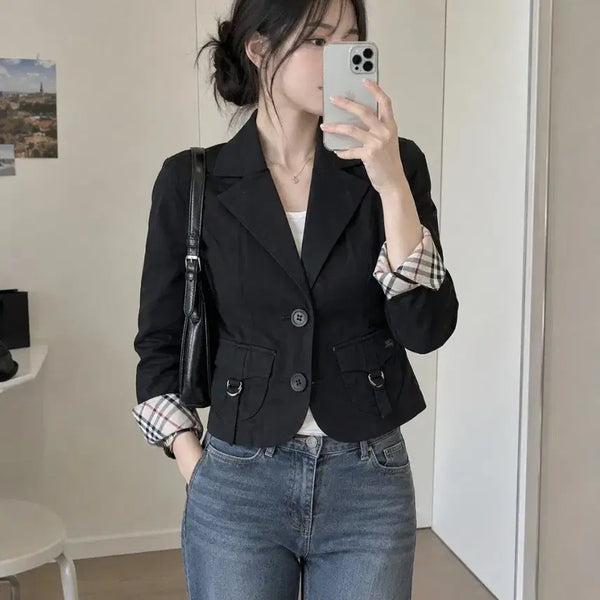 [BUNJANG] Burberry Blue Label Nova Check Black Blazer Jacket / 버버리 블루라벨 노바체크 블랙 자켓