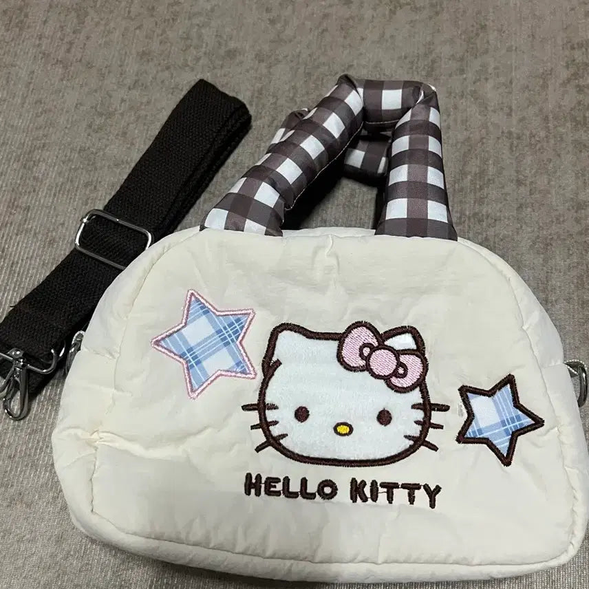 [BUNJANG] Hello Kitty Ivory Mini Check Tote Bag / 헬로키티 아이보리 미니 체크 토트백