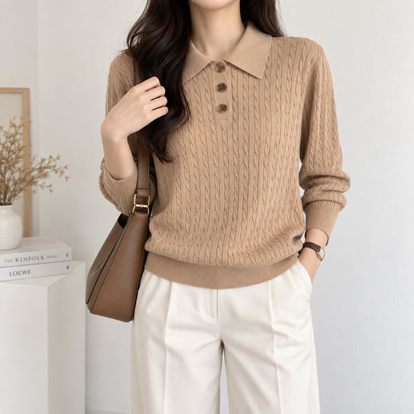 [BUNJANG] La Fierre Cable Knit Collar Sweater / [95]라삐아프 케이블 카라 니트
