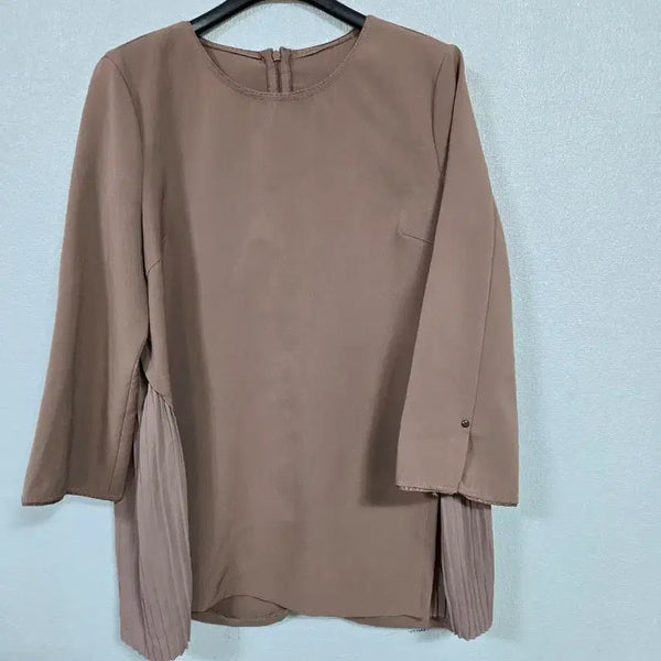 [BUNJANG] Brown Pleated Blouse Size 66 / 브라운 플리츠  블라우스 66