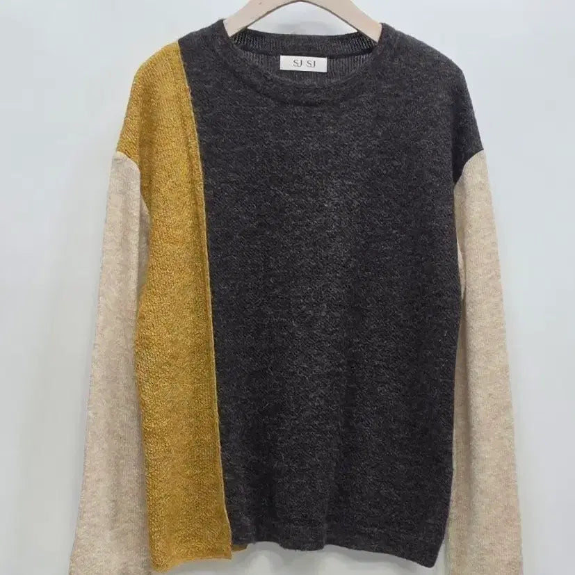 [BUNJANG] SJSJ Color Block Knit Sweater / 한섬 SJSJ 컬러블록 니트 스웨터