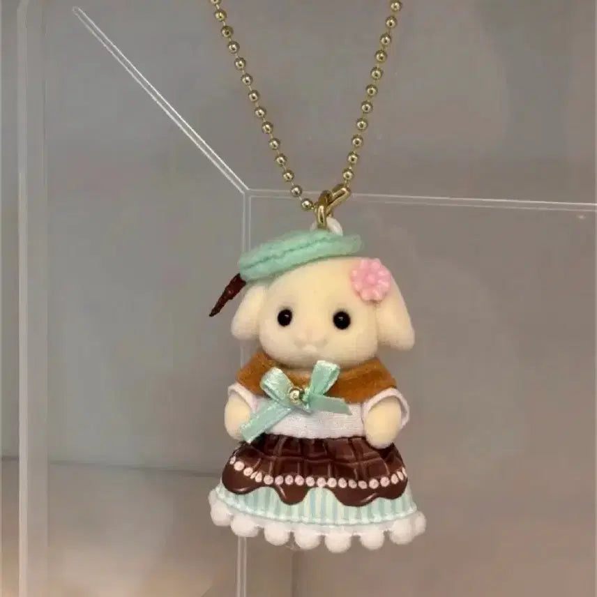 [BUNJANG] Sylvanian Families Mint Choco Flora Rabbit Charm / 실바니안 민트초코 플로라토끼 키링