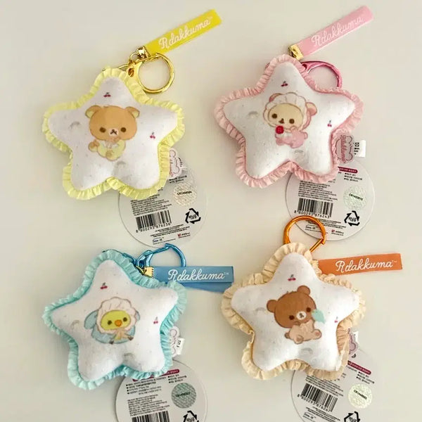 [BUNJANG] Rilakkuma Fabric Cushion Star Keychain Set (4 Types) / 리락쿠마 패브릭 쿠션 별 키링 4종 일괄 세트