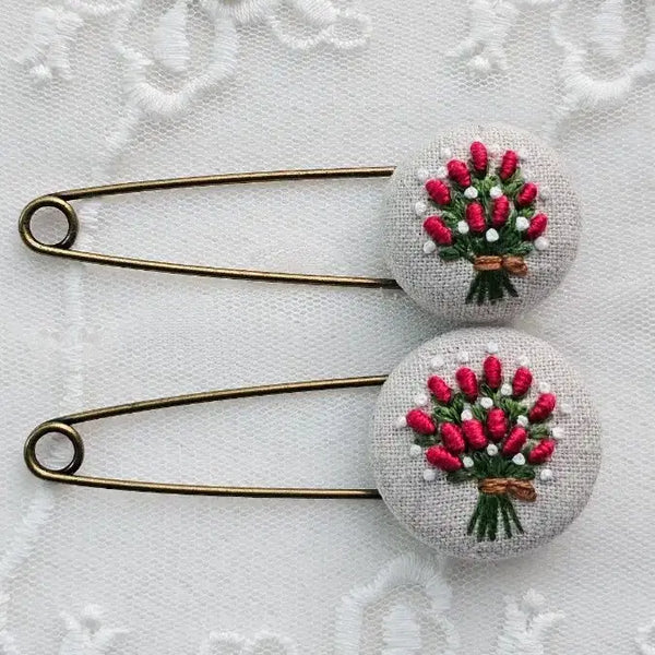 [BUNJANG] Antique French Embroidery Pin / 프랑스자수 앤틱 옷핀_개당(브로치로 변경 가능)