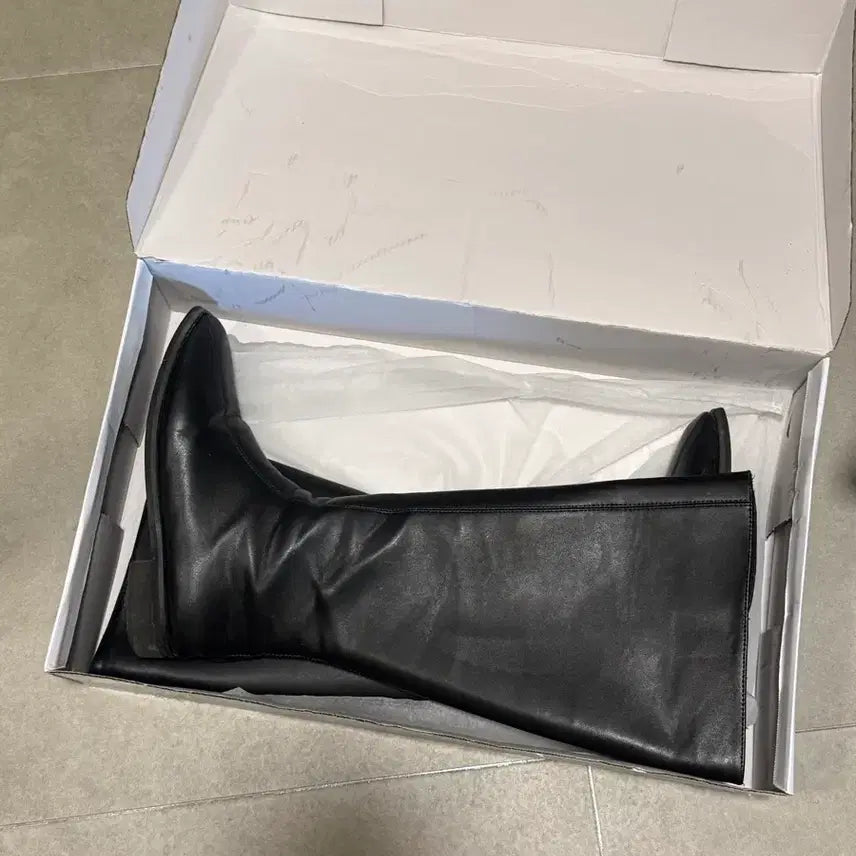 [BUNJANG] Black Leather Long Boots / 블랙 레더 롱 부츠 박스 포함