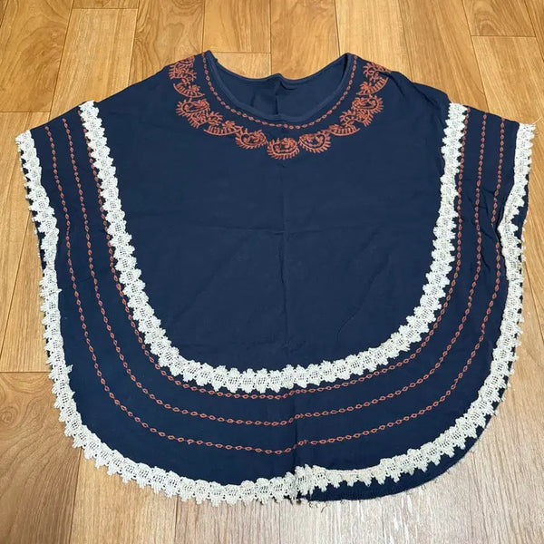 [BUNJANG] Women's Short Sleeve Blouse - Navy Embroidery / 여성 여름 반팔티셔츠 블라우스 네이비 자수